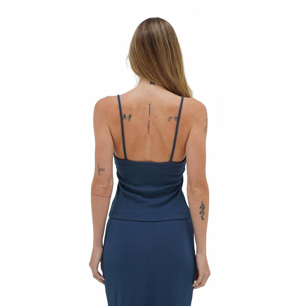NEW LNA venus ribbed tank top in dark denim - Picture 3 of 3